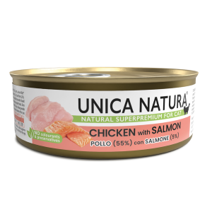 Корм Unica Natura д/кошек курица с лососем 70г