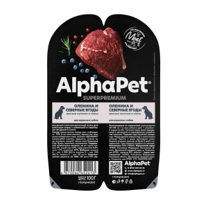 AlphaPet Консервы для собак (оленина, ягоды в соусе), 100г