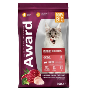Award Indoor big cats для взрослых домашних кошек крупных пород (Говядина, курица)