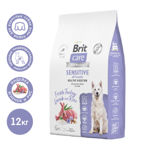 Brit Care Sensitive Корм сухой для собак, для здорового пищеварения (ягненок, индейка), 12кг