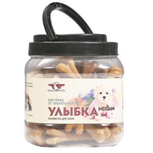 GreenQZin "Улыбка Medium" Лакомство для собак, от зубного налета (сушеные косточки), 750г