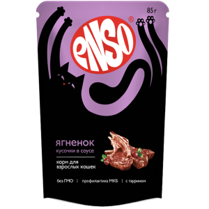 Enso пресерва для кошек, кусочки в соусе с ягненком, 85г