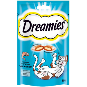 Dreamies Лакомые подушечки для кошек (лосось), 60г