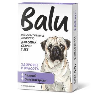 Balu "Здоровье и красота" Лакомство мультивитаминное для собак старше 7 лет, 100шт