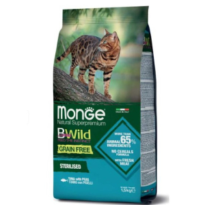 Monge Cat Bwild Grain Free Sterilized для стерилизованных кошек (Тунец), 1,5кг