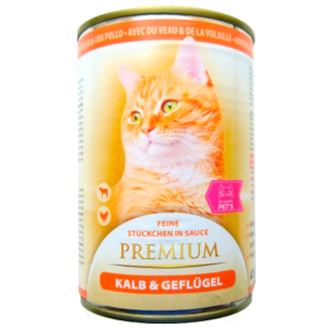 My Happy Pets Premium консерва для взрослых кошек с телятиной и домашней птицей (415г)
