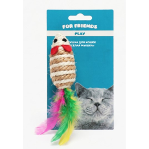 Игрушка для кошек For Friends «Веселая мышка» сизалевая, цвет в ассортименте