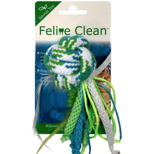 Feline Clean игрушка для кошек Dental Мячик из каната, ленты и перья