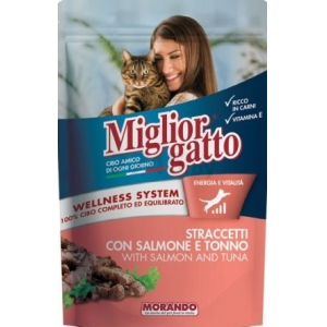 Miglior gatto Salmon-Tuna для кошек кусочки в соусе с лососем и тунцом,100гр