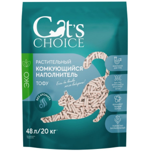 Наполнитель Cat's choice растительный комкующийся 48л (20кг) без аромата