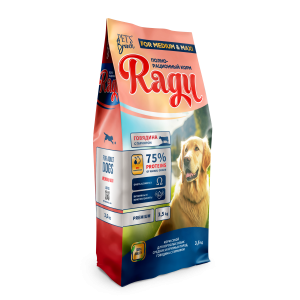 RAGU BEEF FOR MEDIUM & MAXI BREEDS сухой корм для собак средних и крупных пород, говядина с гарниром 3,5кг