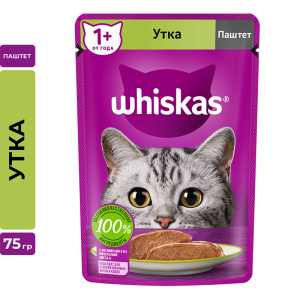 Whiskas Корм консервированный для кошек (паштет с уткой), 75г
