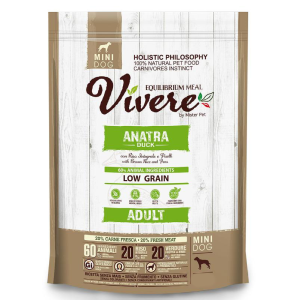 Vivere Корм сухой низкозерновой для взрослых собак мелких пород (утка), 3кг