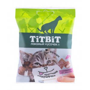 TiTBiT Лакомство для кошек (хрустящие подушечки с паштетом из лосося), 30г