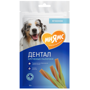 Мнямс Dental лакомство для собак "Крученые палочки" с ягненком и мятой - 70 гр