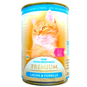 My Happy Pets Premium консерва для взрослых кошек с лососем и форелью (415г)