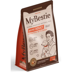 MyBestie Мини Эдалт Сенситив сухой корм  для собак мелких пород с мясом утки,800г