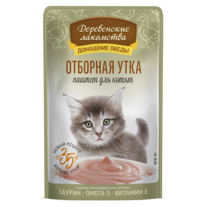 Деревенские Лакомства.Домашние обеды влажный корм для котят паштет (утка) 70гр