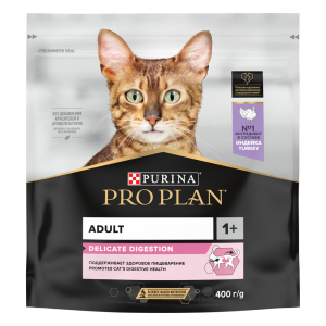 Purina Pro Plan Корм сухой для кошек с чувствительным пищеварением (индейка), 0,4кг