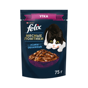 Felix "Мясные ломтики" Корм консервированный для кошек (утка в соусе), 75г