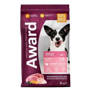 Award сухой корм для щенков от 1 мес, беременных и кормящих средних пород (Индейка, курица)