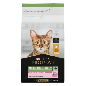 Purina Pro Plan Корм сухой для стерилизованных кошек (курица), 1,5кг