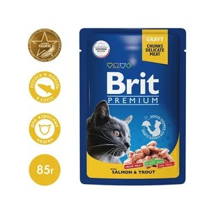 Brit Корм консервированный для взрослых кошек (лосось, форель), 85г