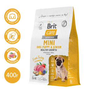 Брит Кеа Mini Puppy&Junior Healthy Growth сухой корм для щенков и молодых собак мини пород с индейкой 400гр