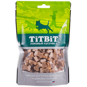Titbit Колбасный двор Лакомство для собак (косточки мясные с индейкой и творогом), 145г