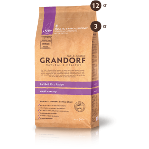Grandorf Корм сухой гипоаллергенный для собак крупных пород (ягненок, индейка), 3кг