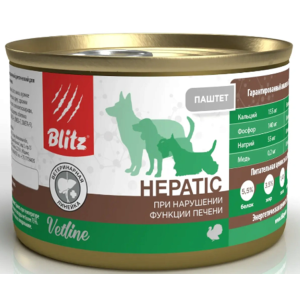 Blitz Dog Vetline Hepatic для собак при нарушении функции печени, индейка,200гр