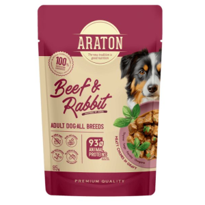 Nature's Protection ARATON Adult влажный корм для собак всех пород, кусочки в соусе (говядина, кролик) 85гр