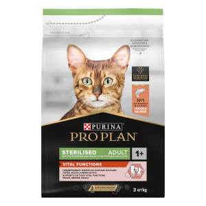 Pro Plan Корм сухой для стерилизованных кошек, для поддержание органов чувств (лосось), 3кг