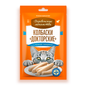 Деревенские лакомства Колбаски "Докторские" (говядина) 6*10г