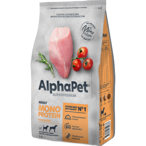 AlphaPet MONOPROTEIN сухой корм для собак средних и крупных пород индейка 12кг
