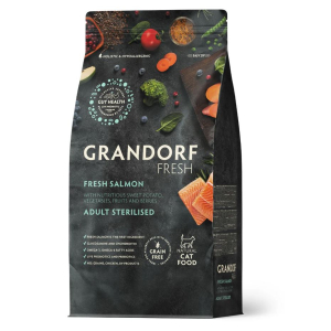 Grandorf Беззерновой Sterilised сухой корм для стерилизованных кошек (лосось, батат) 400гр