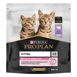 Purina Pro Plan Корм сухой для котят с чувствительным пищеварением (индейка), 400г