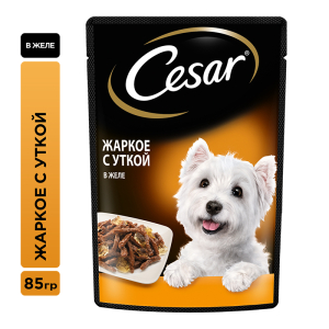 Cesar Корм консервированный для взрослых собак всех пород (жаркое с уткой в желе), 85г