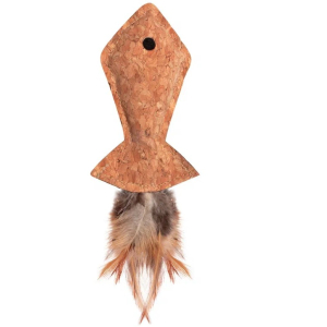 Triol Игрушка для кошек из пробковой коры "Рыбка с перьями", 95/135 мм