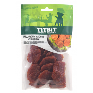 Titbit Меню от Шефа Лакомство для собак (медальоны мясные из индейки), 80г