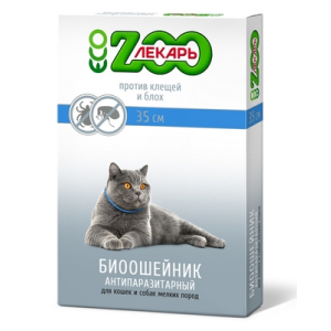 ЭКО ЗООЛЕКАРЬ биоошейник для защиты от блох, клещей и других эктопаразитов для кошек и мелких пород собак, 35см