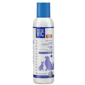 Doctor VIC Шампунь с хлоргексидином 4% для собак и кошек, 150 мл.