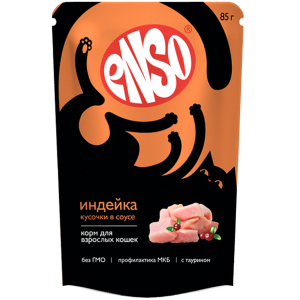 Enso пресерва для кошек, кусочки в соусе с индейкой, 85г