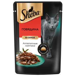 Sheba Корм консервированный полнорационный для кошек (говядина в соусе), 0,075кг