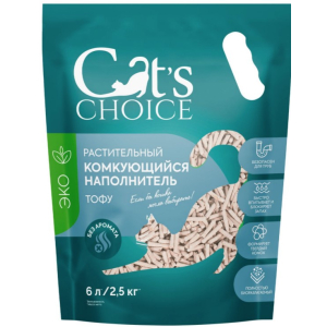 Наполнитель Cat's choice растительный комкующийся 6л (2,5кг) без аромата