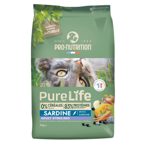 Flatazor Pure Life Sterilized Cat сухой корм для стерилизованных кошек, склонных к полноте (сардины) 8кг
