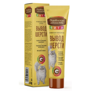 Деревенские лакомства Вита, для кошек Паста для вывода шерсти со вкусом креветки,120г