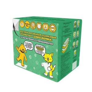 Подстилки для животных 30х45 с бумагой тиссью и суперабсорбентом "Доброзверики" 20шт.