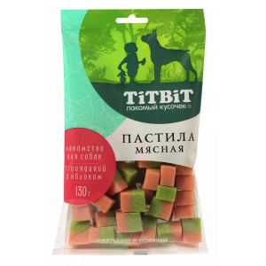 TiTBiT Лакомство для собак (пастила мясная с с говядиной и яблоком), 130г годен до 13.03.2026