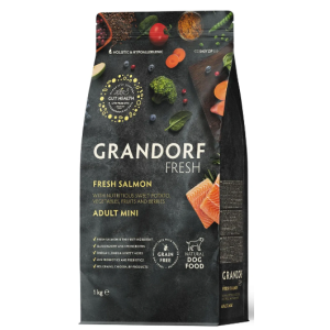 Grandorf Fresh Adult Mini беззерновой гипоаллергенный корм для собак мелких пород (свежий лососьс бататом), 1кг